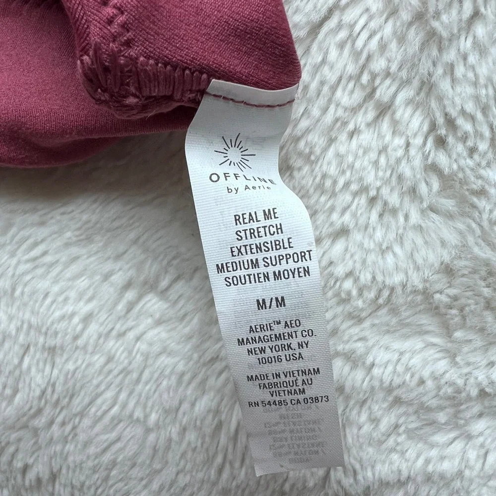 OFFLINE by Aerie Real Me Stretch Bra Burgundy Lace Up Medium Support Medium NWOT
